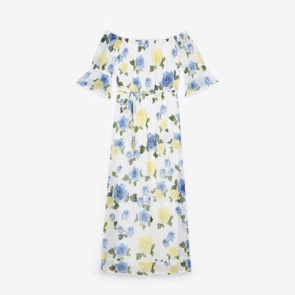 The Kooples Sport - Wild Roses Off-the-Shoulder Maxi Dress, Sz SMALL - Picture 1 of 10